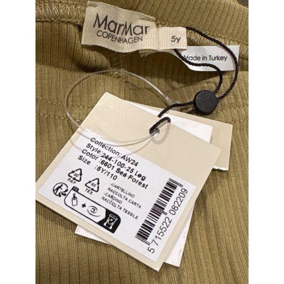 MarMar Copenhagen Kids Ribbed Cotton Leggings 5Y Sea Forest NWT - Picture 4 of 5